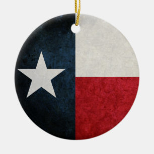 Ornement Rond En Céramique Texas Flag ; Texan ;