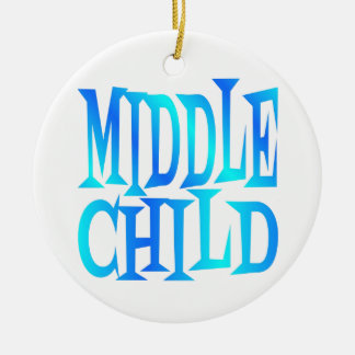 Ornement Rond En Céramique Texte enfant moyen en bleu