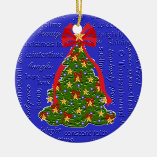 Ornement Rond En Céramique Textes de l'ornement O Tannenbaum d'arbre de Noël (Devant)
