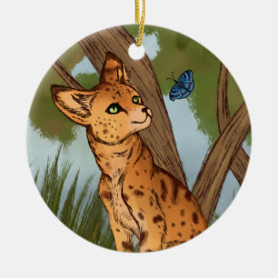 Ornement Rond En Céramique The Serval and the Butterfly