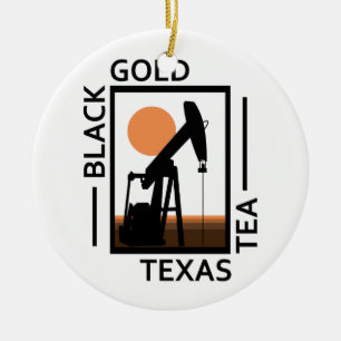 Ornement Rond En Céramique Thé Texas Black Gold