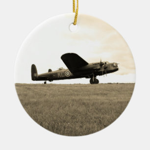 Ornement Rond En Céramique Ton de sépia de bombardier de Lancaster
