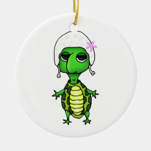 Ornement Rond En Céramique Tortue de natation