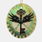 Ornement Rond En Céramique Touche aile en vapeur et roue en cog (Gauche)