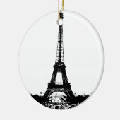 Ornement Rond En Céramique Tour Eiffel noir et blanc (Gauche)