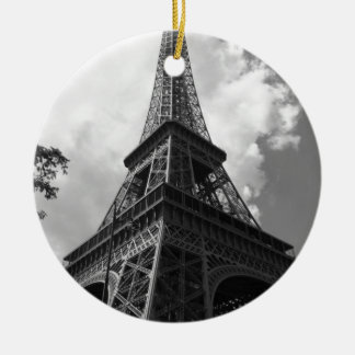 Ornement Rond En Céramique Tour Eiffel noir et blanc à Paris