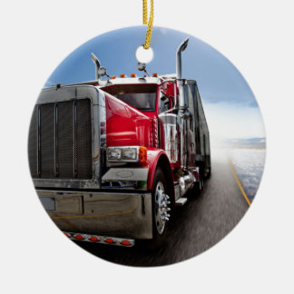 Ornement Rond En Céramique Tous les Trucker américains