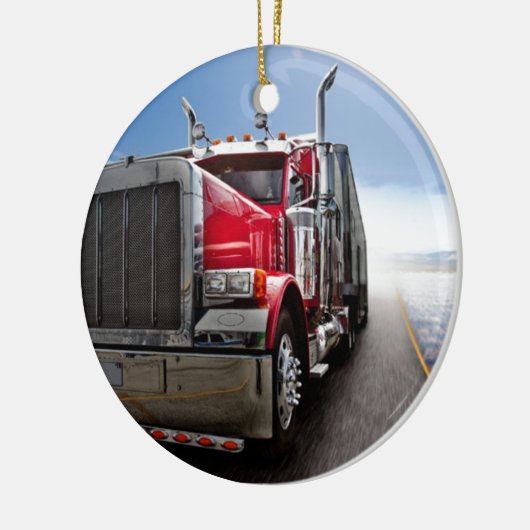 Ornement Rond En Céramique Tous les Trucker américains (Gauche)