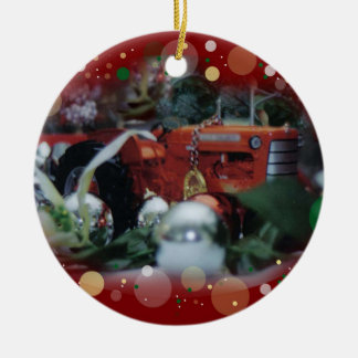Ornement Rond En Céramique tracteurs de jouet pour Noël 4