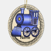 Ornement Rond En Céramique Train bleu (Gauche)