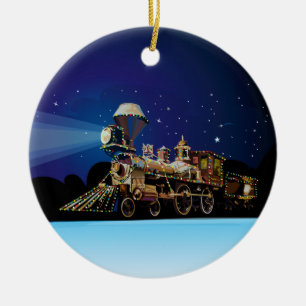 Ornement Rond En Céramique Train de Noël