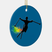 Ornement Rond En Céramique traînée de poudre de ski (Droite)