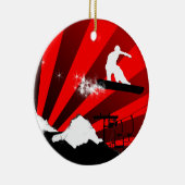 Ornement Rond En Céramique traînée de surf des neiges (Droite)