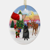 Ornement Rond En Céramique Traite pour un Poméranien noir (Droite)