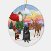 Ornement Rond En Céramique Traite pour un Poméranien noir (Gauche)