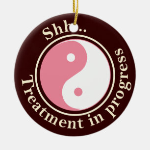 Ornement Rond En Céramique Traitement en cours Yin Yang Affichette de porte
