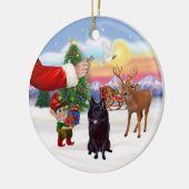 Ornement Rond En Céramique Traitement pour un Schipperke (Gauche)