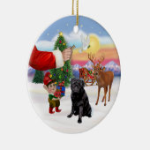 Ornement Rond En Céramique Traiter pour un Carlin noir (Droite)