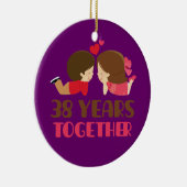 Ornement Rond En Céramique trente-huitième Cadeau d'anniversaire de mariage (Droite)