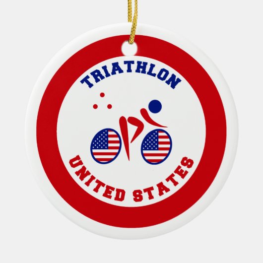 Ornement Rond En Céramique Triathlon Etats-Unis (Devant)