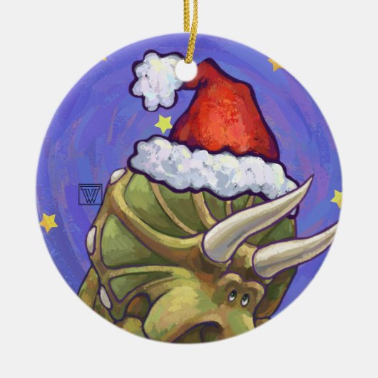 Ornement Rond En Céramique Triceratops Noël (Devant)