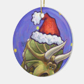 Ornement Rond En Céramique Triceratops Noël (Gauche)