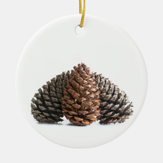 Ornement Rond En Céramique Trois pinecones (Devant)