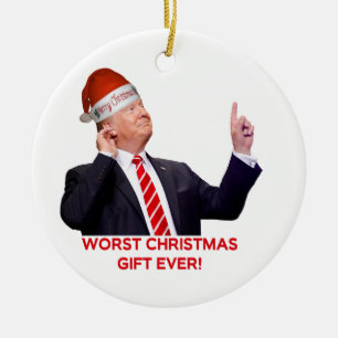 Ornement Rond En Céramique Trump, le pire cadeau de Noël jamais fait ! Orneme