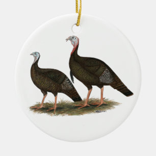 Ornement Rond En Céramique Turkeys Eastern Wild Pair