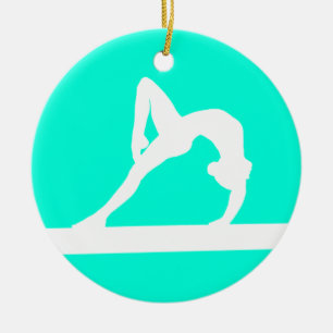Ornement Rond En Céramique Turquoise de l'ornement w/Name de gymnaste