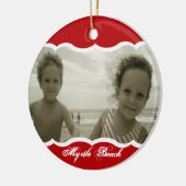 Ornement Rond En Céramique Twin Photo Red (Gauche)