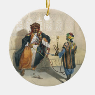 Ornement Rond En Céramique Un cheik arabe Smoking, illustration 'du Val