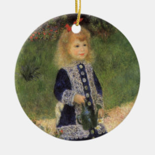 Ornement Rond En Céramique Une fille à la canne d'arrosage par Pierre Renoir