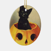 Ornement Rond En Céramique Une joyeuse Halloween par Ellen Clapsaddle, Chat V (Droite)