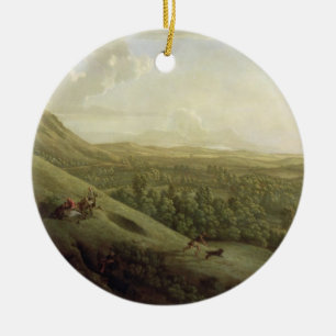 Ornement Rond En Céramique Une vue de Boxhill, Surrey, avec Dorking dans le