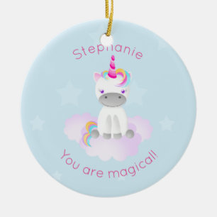 Ornement Rond En Céramique Unicorne magique