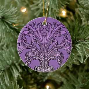 Ornement Rond En Céramique Unique Vintage Swirl Ombre Violet