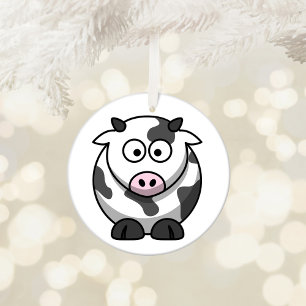 Ornement Rond En Céramique Vache de dessin animé mignonne