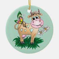 Vache et papillon mignons
