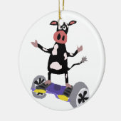 Ornement Rond En Céramique Vache noire et blanche drôle sur Hoverboard (Gauche)