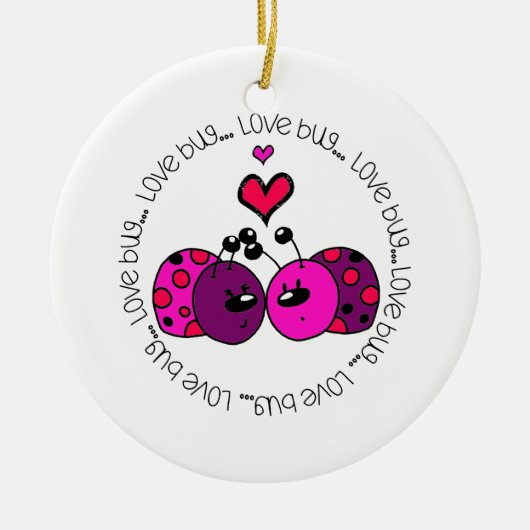 Ornement Rond En Céramique Valentine Love Bug (Devant)