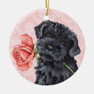 Ornement Rond En Céramique Valentine Rose Kerry Blue Terrier