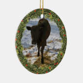 Ornement Rond En Céramique Veau de Noël (Droite)