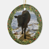 Ornement Rond En Céramique Veau de Noël (Gauche)