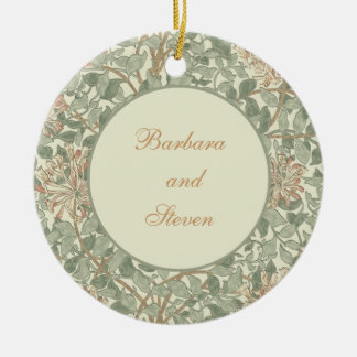 Ornement Rond En Céramique Vert doux Vintage William Morris Honeysuckie