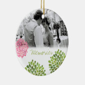 Ornement Rond En Céramique Vert rose éclate Mariage Amour Ornament photo (Droite)