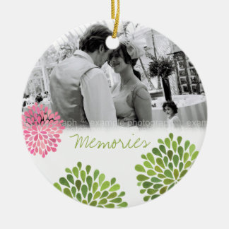 Ornement Rond En Céramique Vert rose éclate Mariage Amour Ornament photo