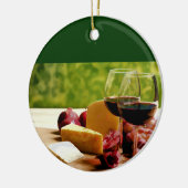 Ornement Rond En Céramique Vin, fromage et fruit de campagne (Gauche)