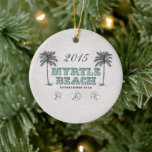 Ornement Rond En Céramique Vintage personnalisé Myrtle Beach Caroline du Sud<br><div class="desc">Personnalisé Vintage Victorian Myrtle Beach South Carolina Créé 1938 Noël Ornament.</div>