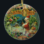 Ornement Rond En Céramique Vintage Santa Claus Christmas Artwork Painting<br><div class="desc">Un collage de Victorian Santa Claus. Victorian Christmas Artwork</div>